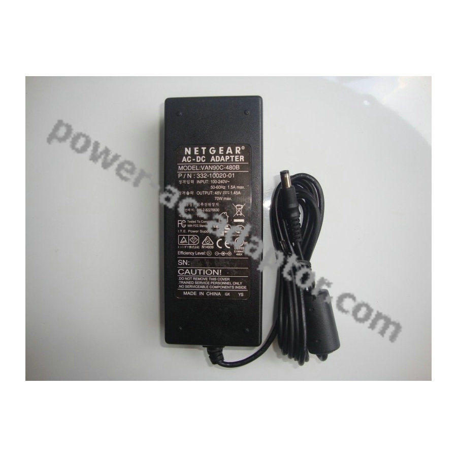 Original 48V 1.45A NETGEAR VAN90C-480B Power AC Adapter Charger